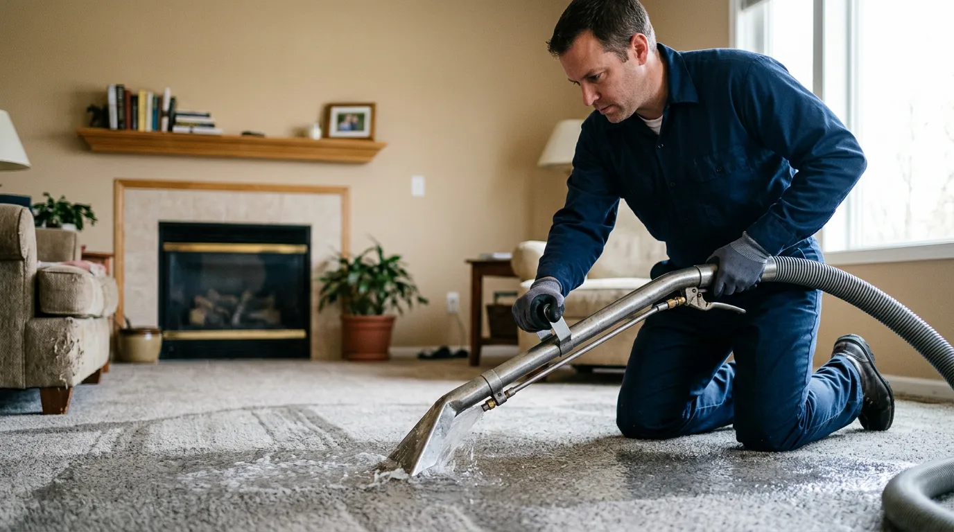 Water damage restoration technician working near Belmond, IA